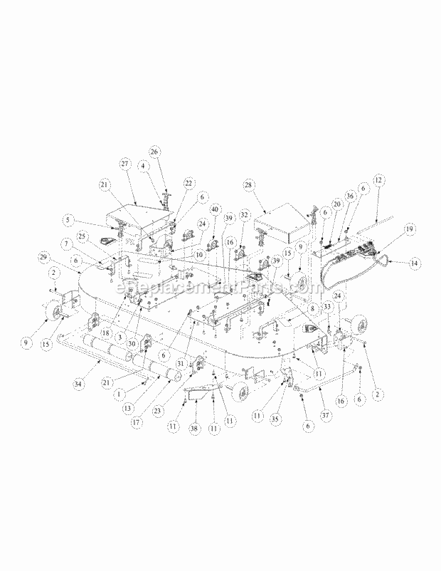 Fabricated Cutter Deck Diagram and Parts List for M72-GN33 53BB5FJZ750-33HP-OHV Cub Cadet Lawn Tractor